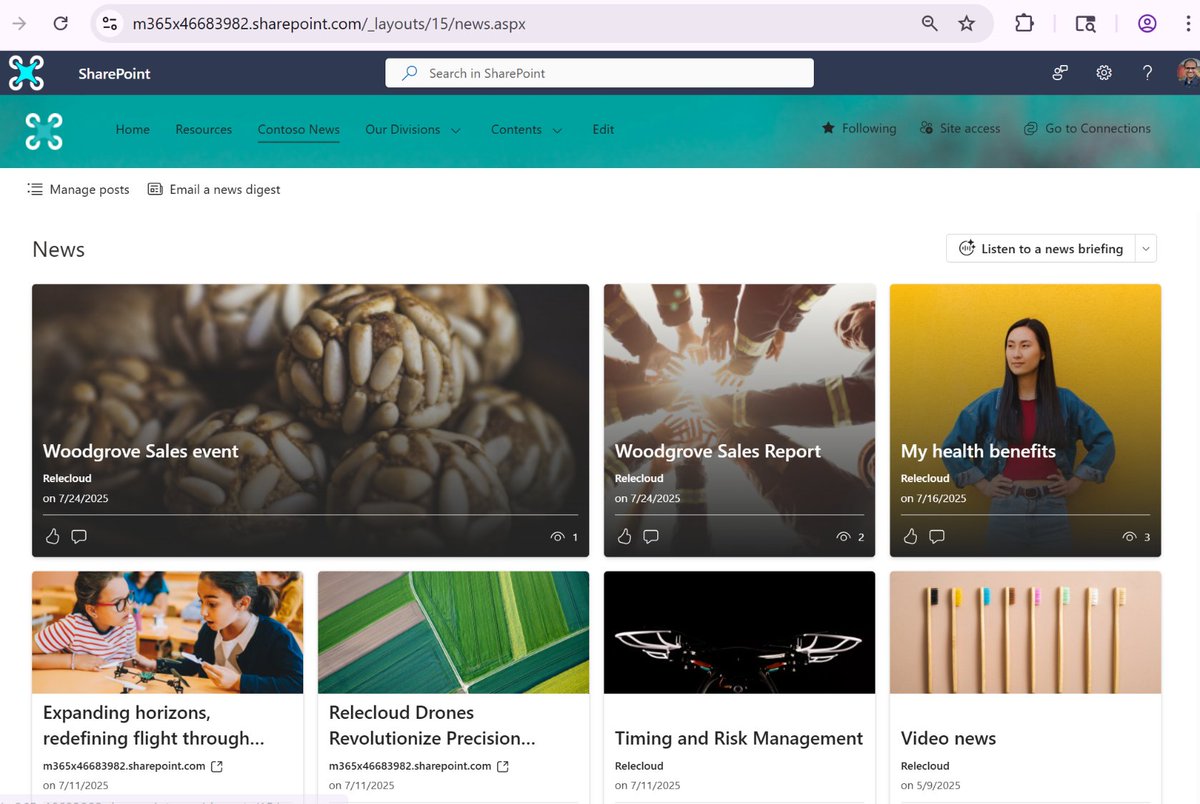 ai_yamasaki's tweet image. #SharePoint のニュース Webパーツの「すべて表示」からアクセスできるページ (News.aspx) がアップデートされるそう。

📅GA
Worldwide: 2025年11月中旬～12月中旬
Roadmap ID: 499654

現時点で Viva Connections のニュースと同じ見た目になるようで、&quot;Listen to a news briefing&quot;…