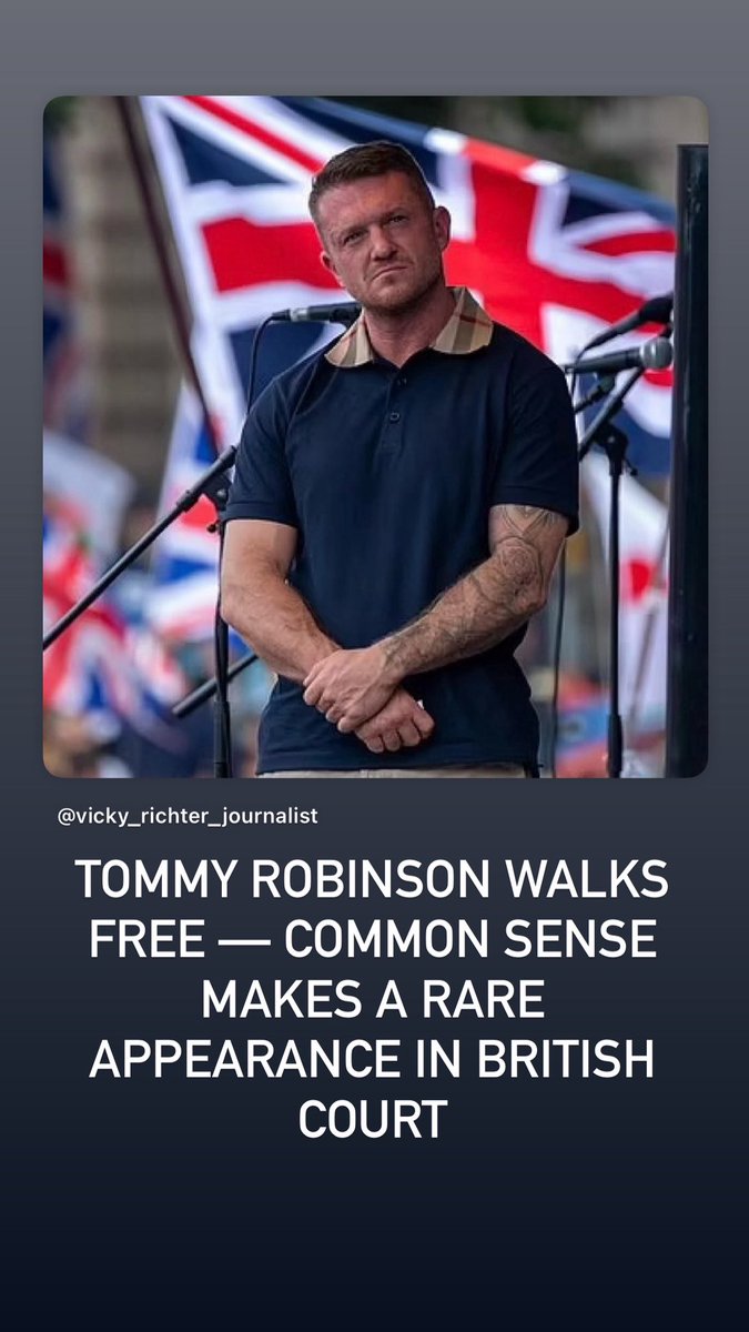 VickyRichterUSA's tweet image. Dear Tommy: You Fought the System — and the System Lost

Dear @TRobinsonNewEra ,

For once in this miserable little circus we still dare to call “Great” Britain, truth actually won. I almost forgot what that looked like. Watching you walk free wasn’t just justice — it was a…