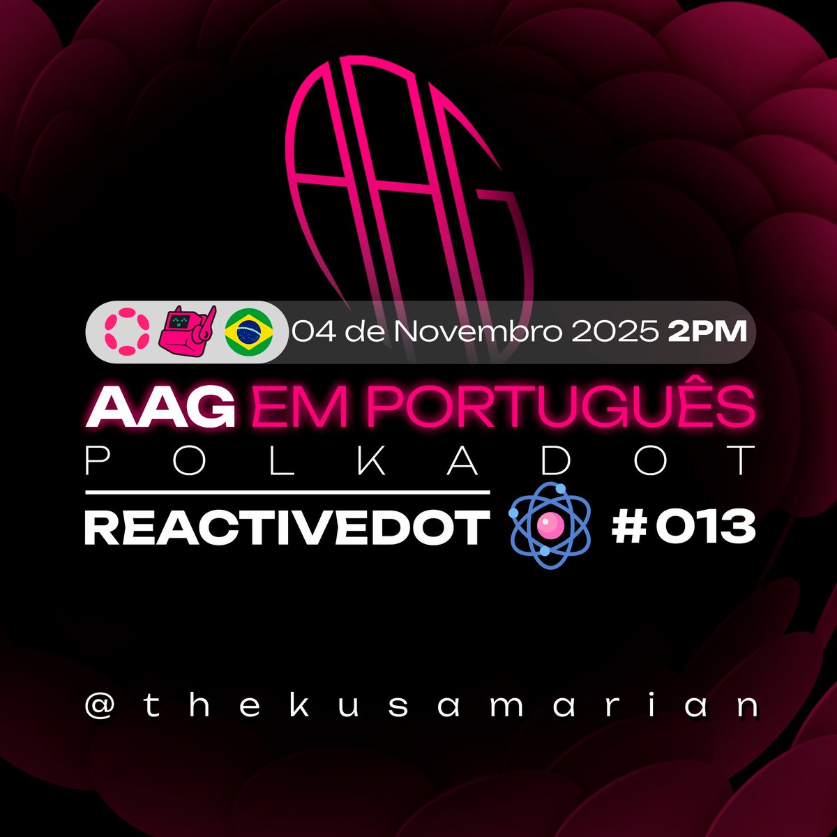 web3dev_pt's tweet image. Governança on-chain em português 🇧🇷
AAG #013 📺 HOJE, 14h

Participe da discussão que molda o futuro do ecossistema @Polkadot 

Vamos analisar a Ref. 1779:🔗 polkadot.subsquare.io/referenda/1779
E muito mais!

Live: youtube.com/live/BS5pq8dFU…

#Polkadot #OpenGov #Web3 #ReactiveDOT #Governance