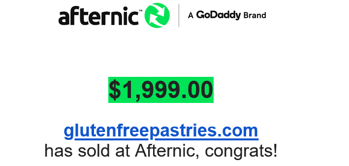 Sold GlutenFreePastries.com for $1,999!  Hold time 5 years.  This domain was listed for $99 @  namebrowse.com/jdnewsletter/d… #Domains #afternic #sidehustle #godaddy #Crypto #domainssold #Bitcoin #Cowboys