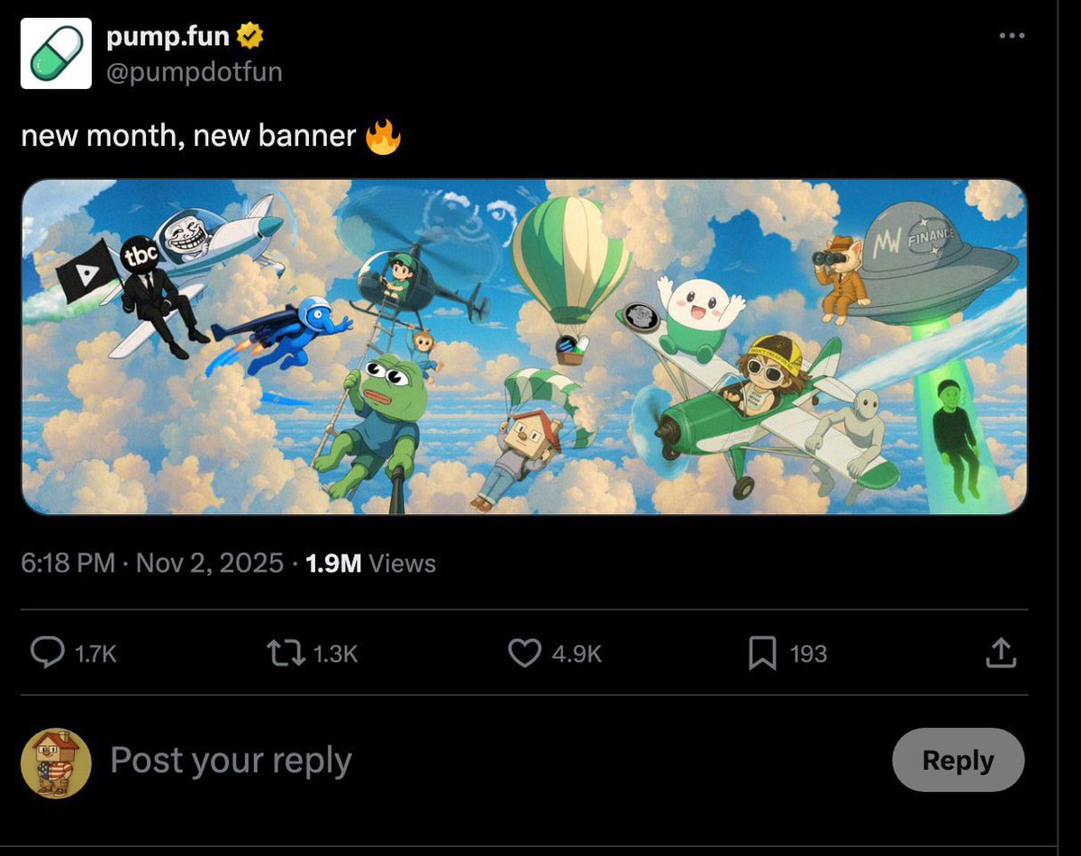 Nuris_101's tweet photo. @Pumpfun is hinting at an airdrop this month by the new banner. just look in the middle of the pic.
https://t.co/cXTjwkbRLG

and i found a good bet on @Polymarket about @Pumpfun airdrop. for me its easy +100% for ur balance
 https://t.co/WXiV4nqvS7

follow me for more info https://t.co/FrBJ4FRRrC