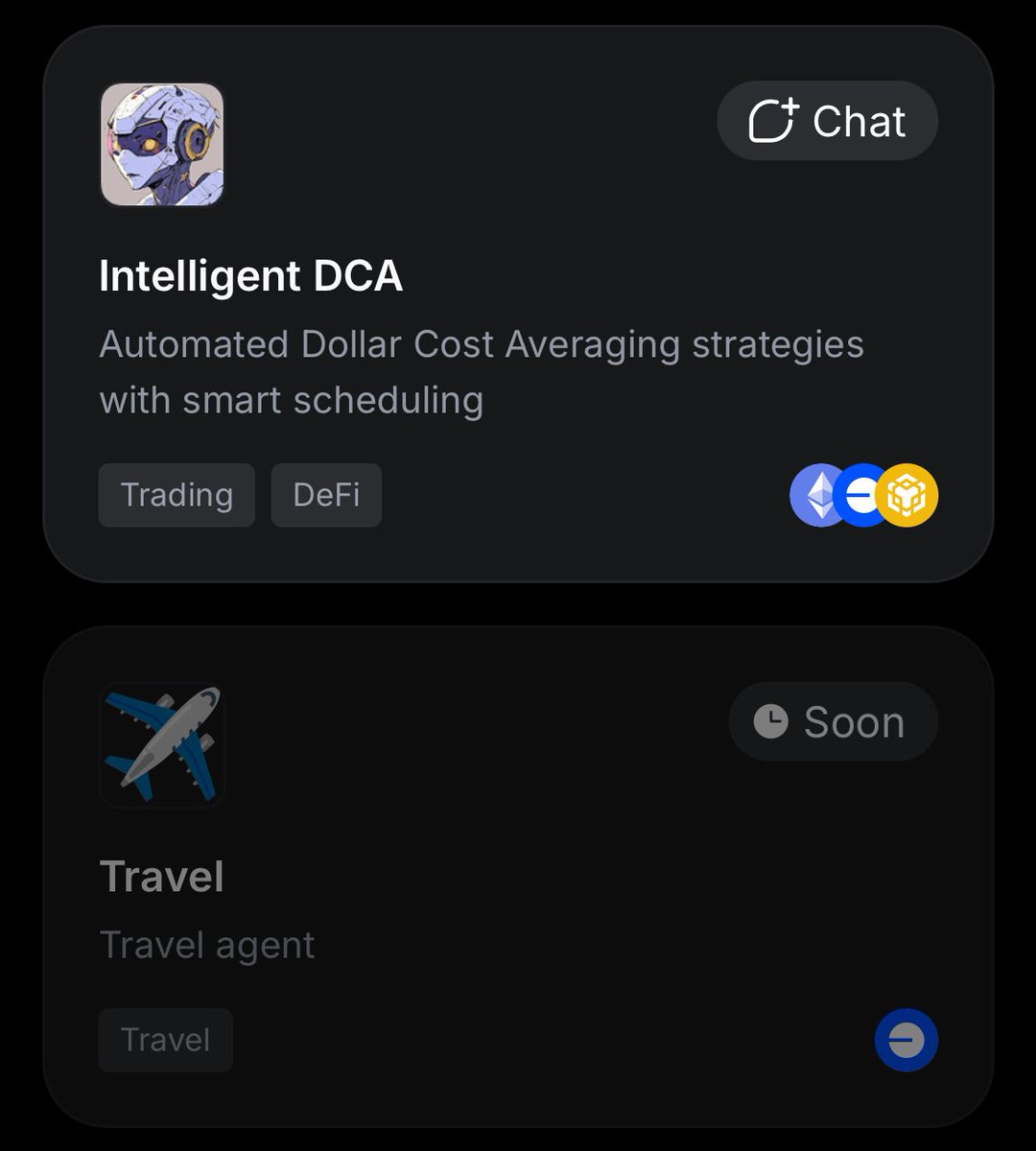 A lot was revealed yesterday, from <a href="/wardenprotocol/">Warden</a> going live on <a href="/wallchain/">Wallchain Quacks</a> to making the DCA agent live! 

Now you can just set your agent to DCA (Dollar Cost Average) into your fav chain/token
You can configure it to dca daily, weekly or monthly and it requires 0 fees! 

Stop