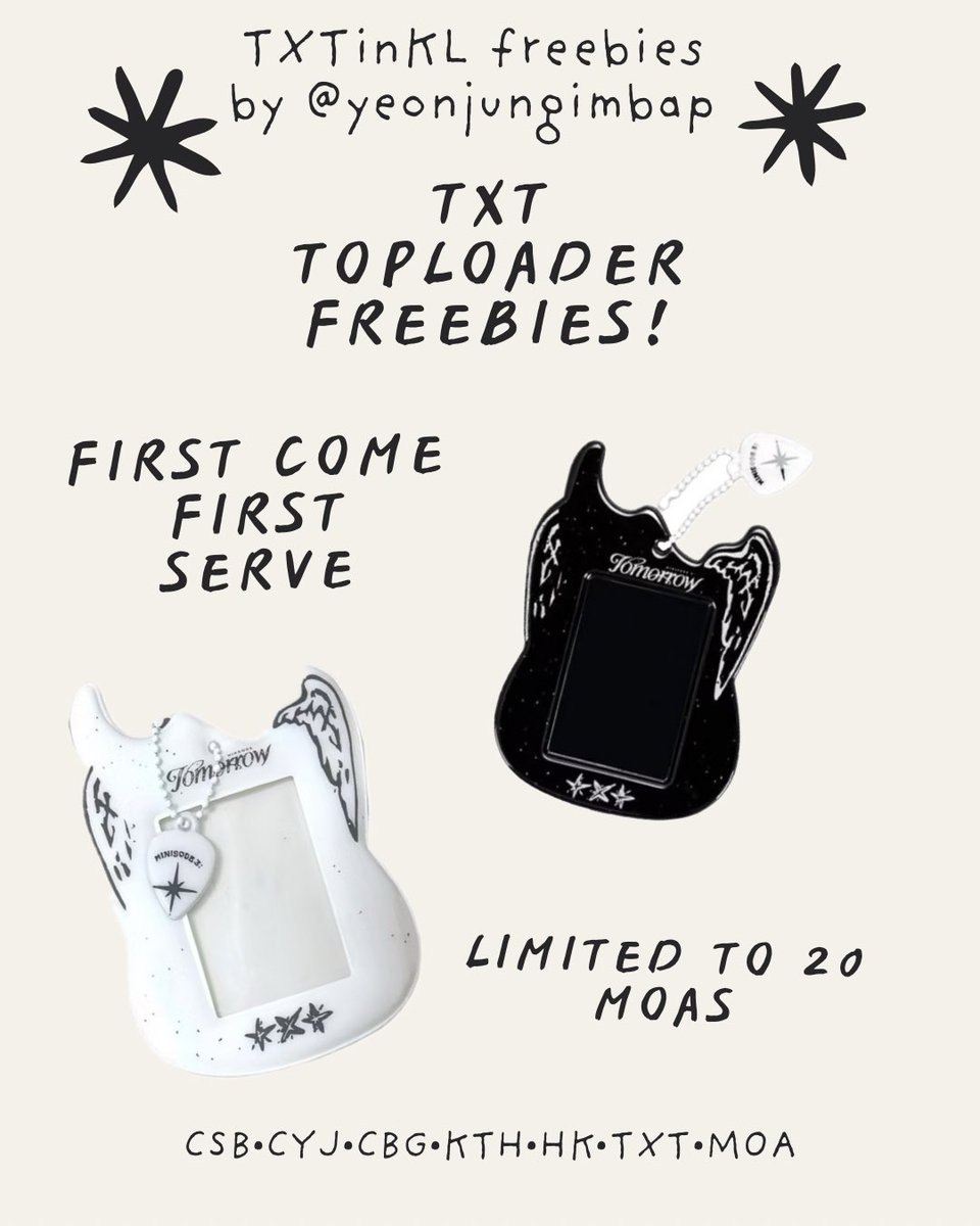 yeonjungimbap's tweet photo. shashiee #TXTinKL freebies  ࣪𖤐.ᐟ

counting days to meet @TXT_bighit , i have prepared freebies for Malaysian Moas! only 20 Moas will get 1 toploader. First come first serve as i dont do reservations for freebies or claim. See you guys soon 🙂‍↕️❤️
 
#TXT_TOUR_ACTTOMORROW https://t.co/mjuhyssSEa