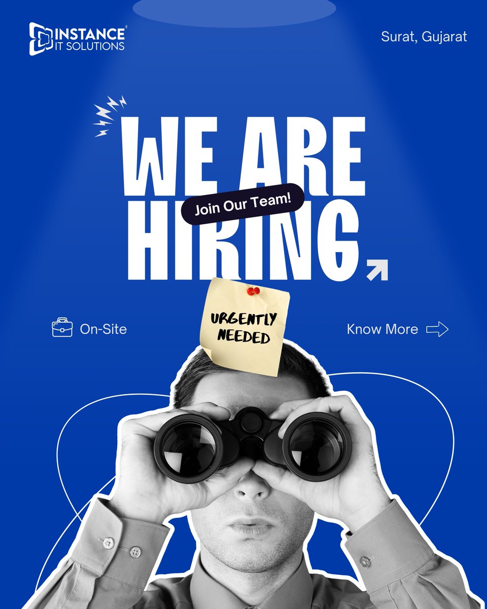 instance_it's tweet image. We are expanding our team at Instance IT Solutions! 🚀
If you’re passionate about technology, design, and solving real-world problems — this is your chance to grow with us.

#WeAreHiring #JoinInstanceIT #TechCareers #HiringInSurat #ITJobsSurat #SoftwareJobs #MarketingJobs