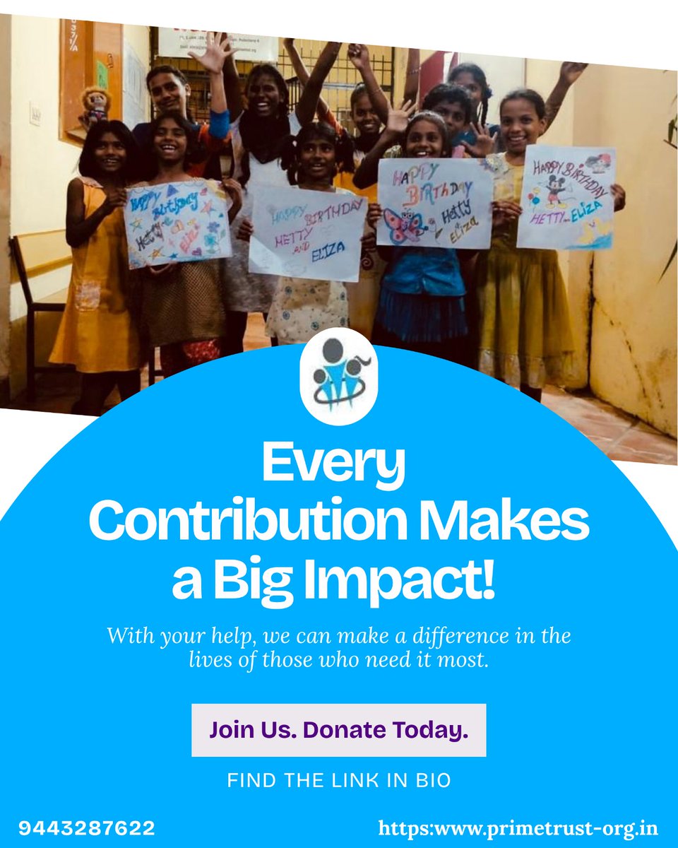 💙 Every smile begins with your kindness!
Your support helps girls learn, grow &amp; dream bigger. 🌟
👉 Donate today: [globalgiving.org/donate/8675/pr…]
#SupportGirls #PrimeTrust #IndiaVolunteerCare #TogetherWeCan #RebuildHope