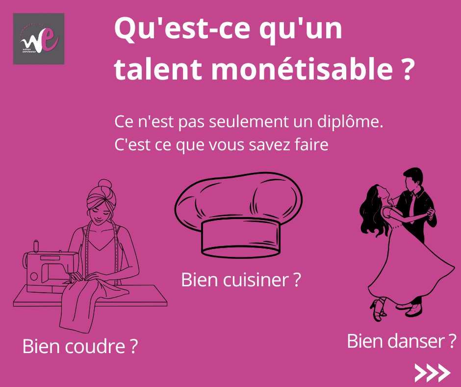 women_ong's tweet image. Bien cuisiner ? Coudre ou tresser ? Bien garder des enfants ? Ce ne sont pas juste des hobbies, ce sont des compétences monétisables.

Commencez petit, mais commencez. Parlez-en à une voisine.

#ÉducationFinancière #EntrepreneuriatFéminin #Talent #Revenu