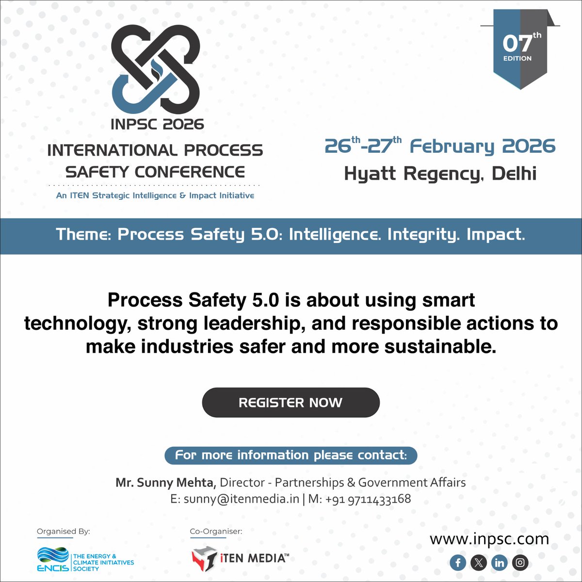 INPSC 2026 | Process Safety 5.0

Smart tech. Strong leadership. Safer industries.
Join us to shape a sustainable safety future.

📅 26–27 Feb 2026 | 📍 Hyatt Regency, New Delhi
🔗 inpsc.com

#INPSC2026 #ProcessSafety #SafetyCulture #Innovation