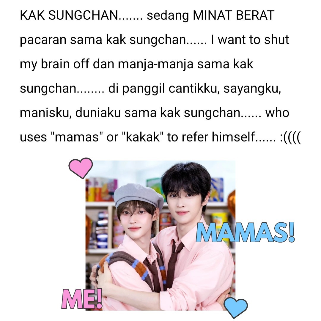 (BXB) In search for my mamas sayang! Prefer those who are 24+ since I'm 22... Kinda in rush and also do spm on how would you love me secara ugal-ugalan!!! 😆😆 See you soon, mamas ❤