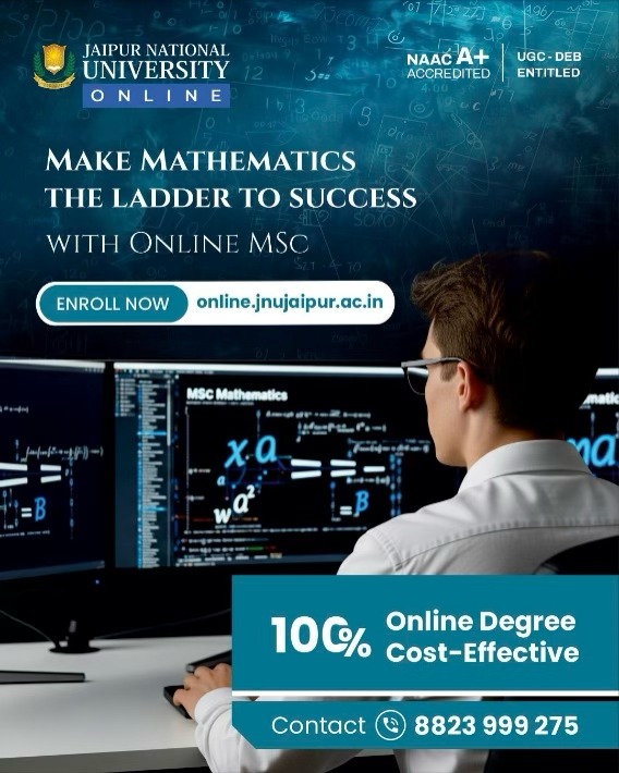 JaipurNati98041's tweet image. With JNU Online&apos;s MSc in Mathematics, build strong analytical skills, explore advanced mathematical concepts, and unlock doors to research, data science, finance, teaching &amp;amp; more. 
#MScMathematics #JNUOnline #OnlineMasters #MathematicsDegree #FutureScholars #DataScienceCareer