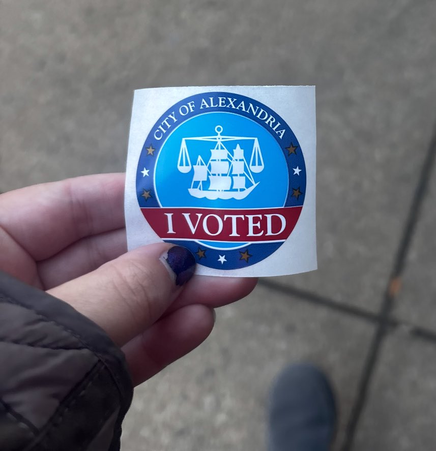 Youngest daughter exercised her right to vote. Join me in doing the same today. And, Alexandria, VA for the win w the ‘I voted’ stickers!