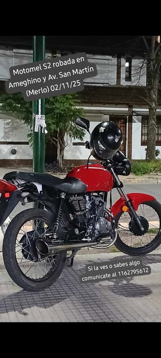 Moto robada a mano armada en Ameghino y San Martin. Hay recompensa!