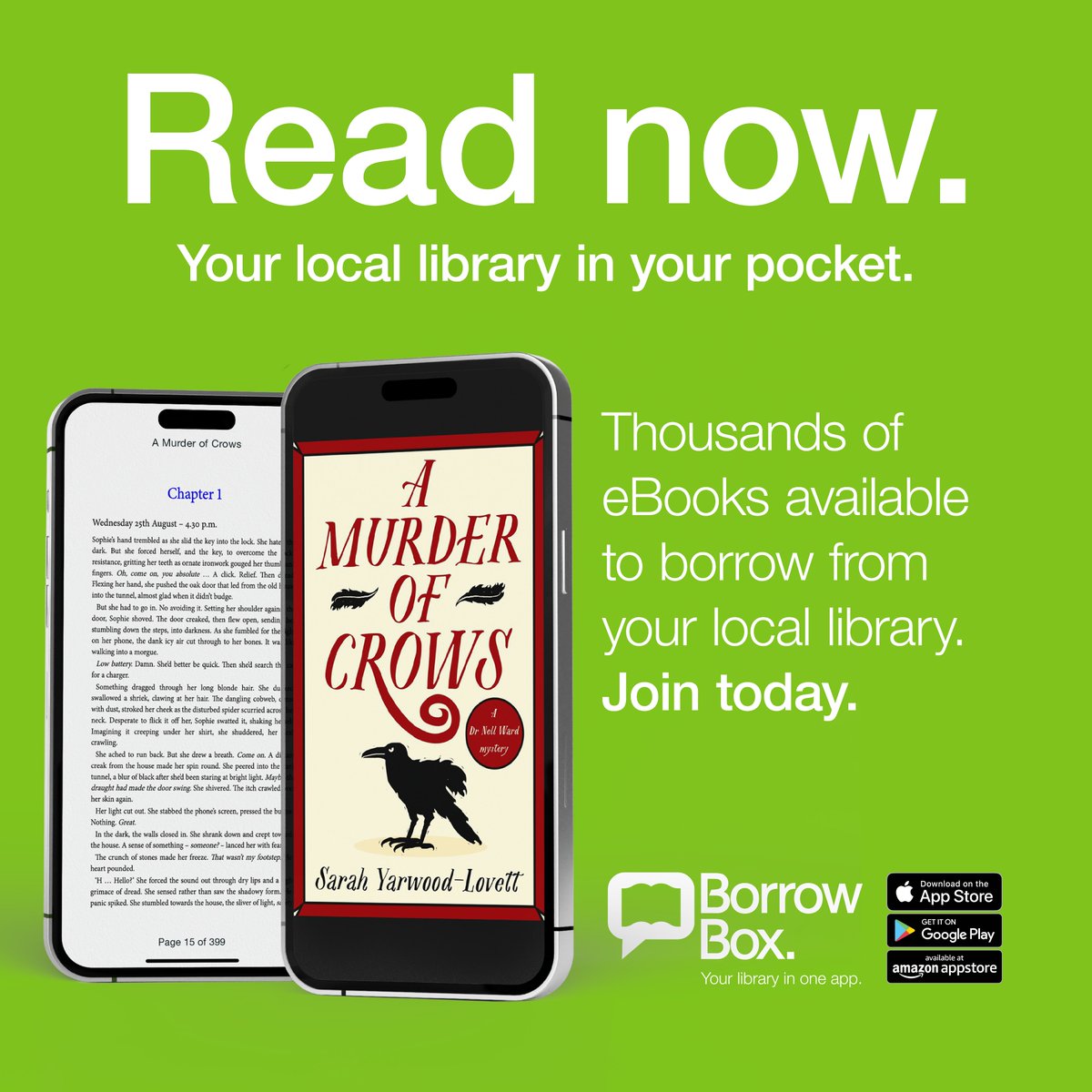 DurhamLibraries's tweet image. Staff-pick Saturday! 📚
Every week we want to bring you a book that one of our staff wants to recommend. This week we have &quot;A Murder of Crows&quot; by Sarah Yarwood-Lovett.
The eBook and eAudiobook versions are now available on our #Borrowbox app.
#AlwaysOpen #ListenNow #ReadNow