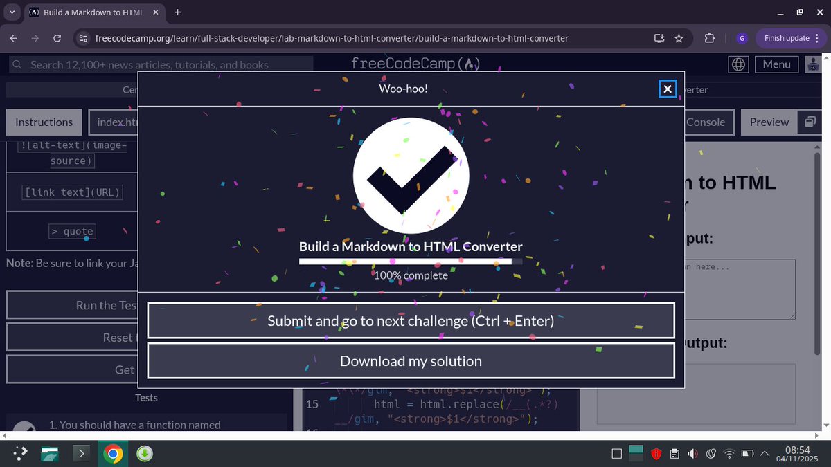 Ujahgrace17's tweet image. Today on #freecodecamp I worked on 2 labs from the regular expression section
-A markdown converter and
-A Regex sandbox
#javascriptlearning