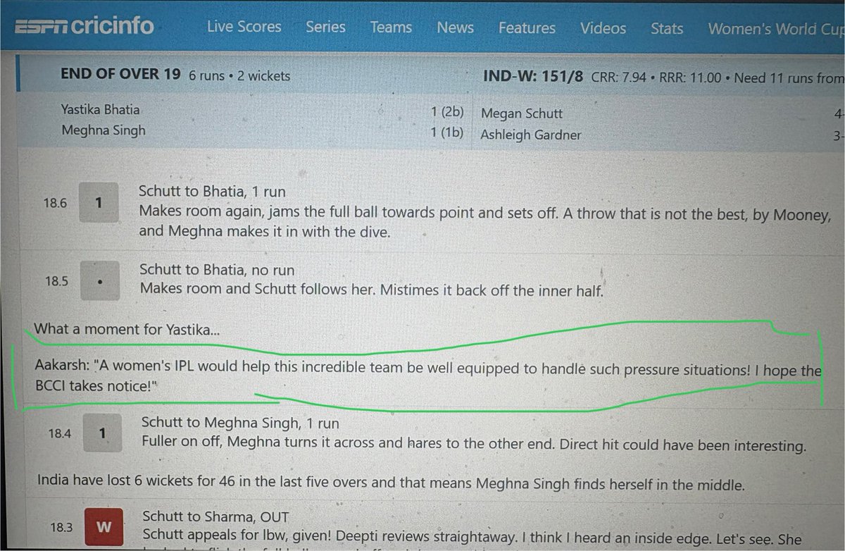 jmca2000's tweet photo. @ESPNcricinfo Was checking the 2022 Commonwealth games final scorecard which India lost narrowly thanks to our nerves and chanced upon this gem of a comment

Just look at the turnaround which two seasons of IPL have brought @BCCI @BCCIWomenLIVE @BCCIWomen @JayShah @ICC https://t.co/PIXjuaHZSu