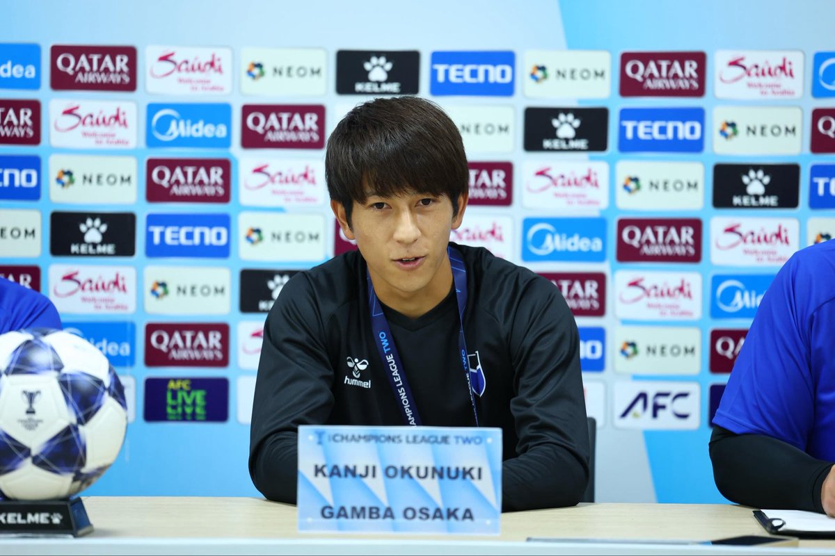 GAMBA_OFFICIAL's tweet image. #ACL2 ナムディン戦 前日記者会見コメント

#奥抜侃志 選手🔵⚫️…
