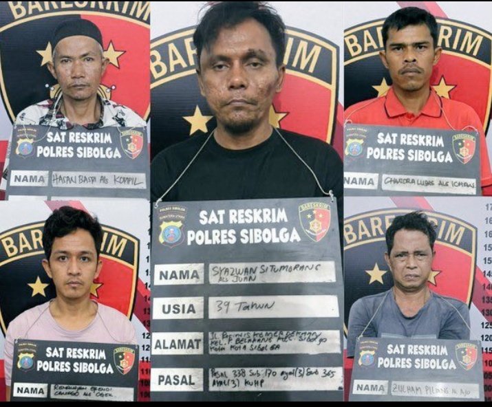 Kelima pelaku yang menghabisi musafir yang istirahat di masjid Sibolga ini sangat layak disebar luas.

Minimal, kalaupun mrk tak mendapatkan hukuman setimpal, penghuni penjara yg lebih dulu di sana bisa mengenalkan dunia penjara kpd mereka.