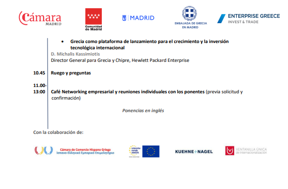 🇬🇷🇪🇸Grecia Digital: Oportunidades comerciales y de inversión en Tecnología e Innovación 
<a href="/CamaradeMadrid/">Cámara de Madrid</a> | 11 de noviembre 
Jornada en cómo la economía digital de Grecia está abriendo  nuevas fronteras de inversión en sectores TIC, IA, datos, conectividad
camaramadrid.es/evento/-/item/…