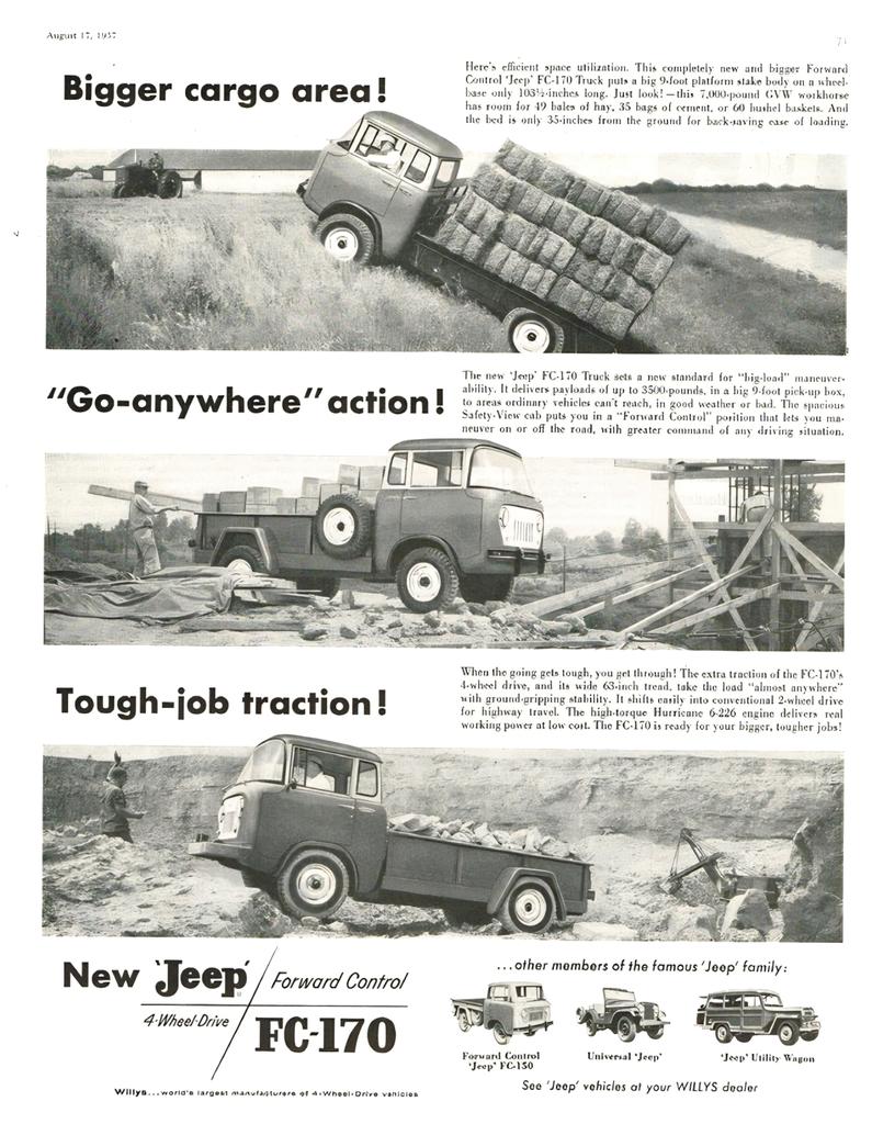 Who loves the FC's? Circa August of 1957! Happy Tuesday!
...................
#dailyjeeps #tuesday #tuesdayvibes #tuesdaymood #legendary1941 #jeep #jeeplife #farm #farmlife #farmjeep #army #WWII #military #war #willys #vintage #legends