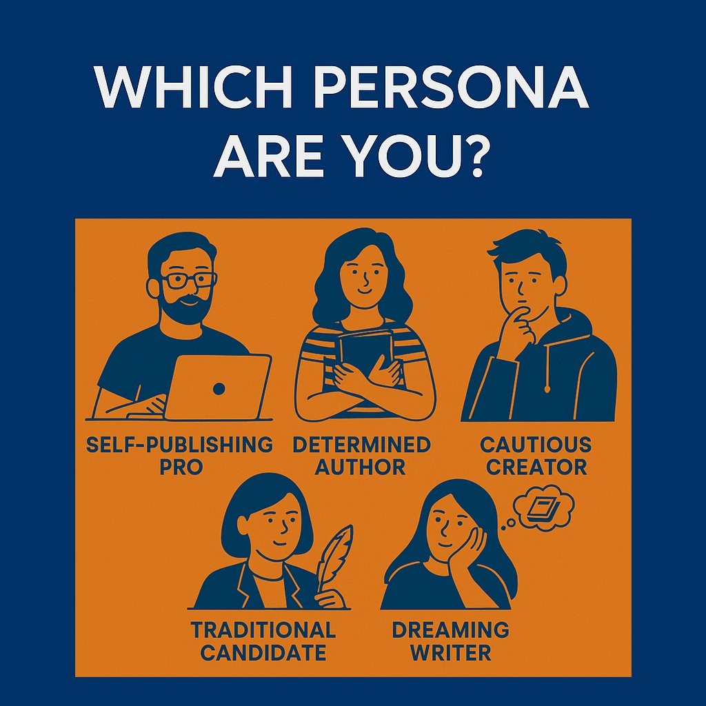 edthepublisher's tweet photo. Self-Publishing Pro, Cautious Creator or Dreaming Writer?
Discover your publishing persona in just 3 minutes.
This short quiz will help you choose the right path for your book.
👉 https://t.co/ev3VhqUuFJ https://t.co/CW2UaxUYuc