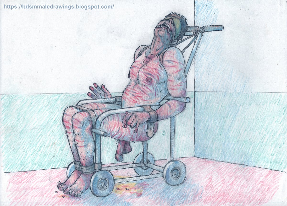When young men are arrested, they can become aggressive. To restrain them, they are tied naked to a special chair. In this way, they can be taken anywhere, judged, washed, and tortured with ease. Their testicles and penis can be mercilessly whipped. bdsmmaledrawings.blogspot.com/2022/11/my-sug…