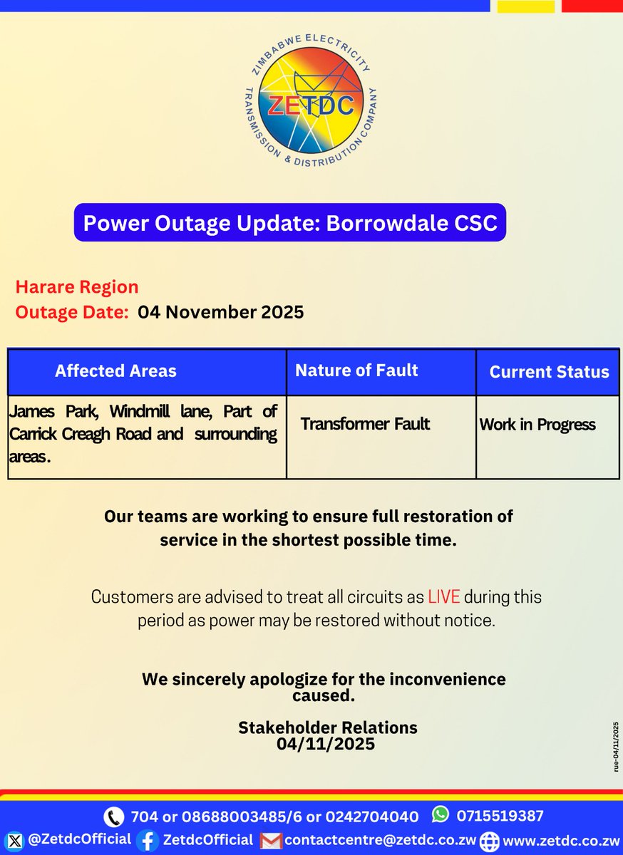 AsterXe_dex's tweet image. #PowerOutageUpdate
#HarareRegion
#BorrowdaleCSC