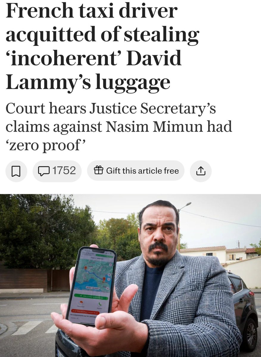 🚨🇫🇷 DAVID LAMMY HUMILIATED IN FRENCH COURT

Labour’s Deputy Prime Minister has been left red-faced after a French judge threw out his “incoherent” accusations against a taxi driver he wrongly claimed stole his luggage.

🔴 The court said there was zero proof to back Lammy’s