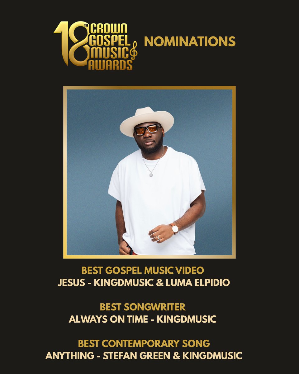 3 Crown Gospel Music Awards nominations. I’m grateful 🙏🏾
