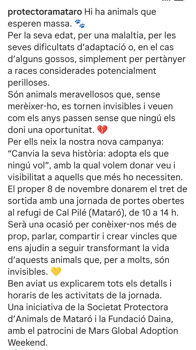 8 de novembre portes obertes al refugi de cal Pilé (Mataró)de 10 a 14.00.
🙏♥️