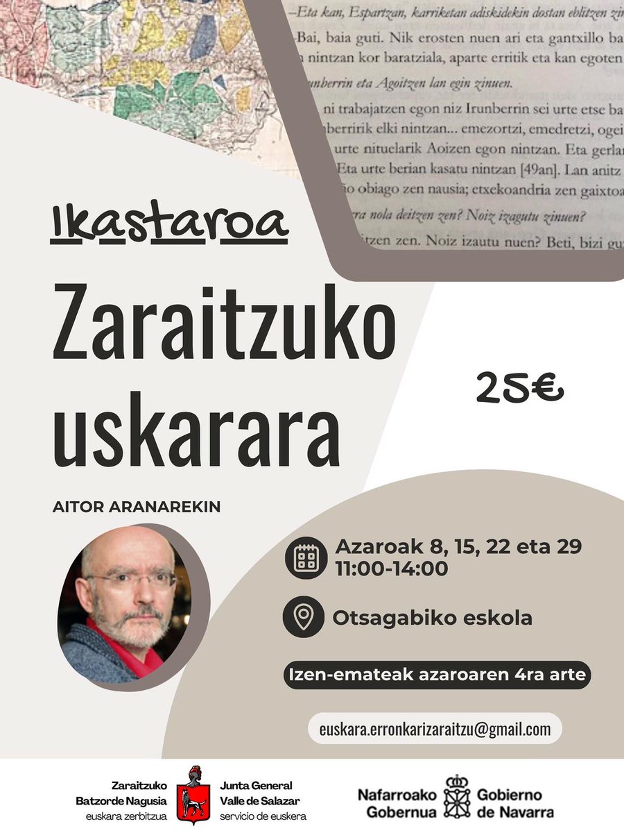 Zaraitzuera ikasliburuetatik plazara. Zaraitzuera ikastaroa emanen duen Aitor Arana izan dugu gaur gurean #Zaraitzu #Uskara

iratiirratia.eus/index.php/2025…