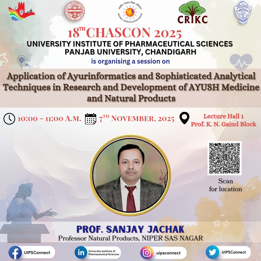 UIPSconnect's tweet image. #uips #panjabuniversitychandigarh
#chascon2025 #18thchascon #conference #welcome #crikc #research #development #insightfulsession #pharmaceuticalsciences
#science #technology
#healthcareforall