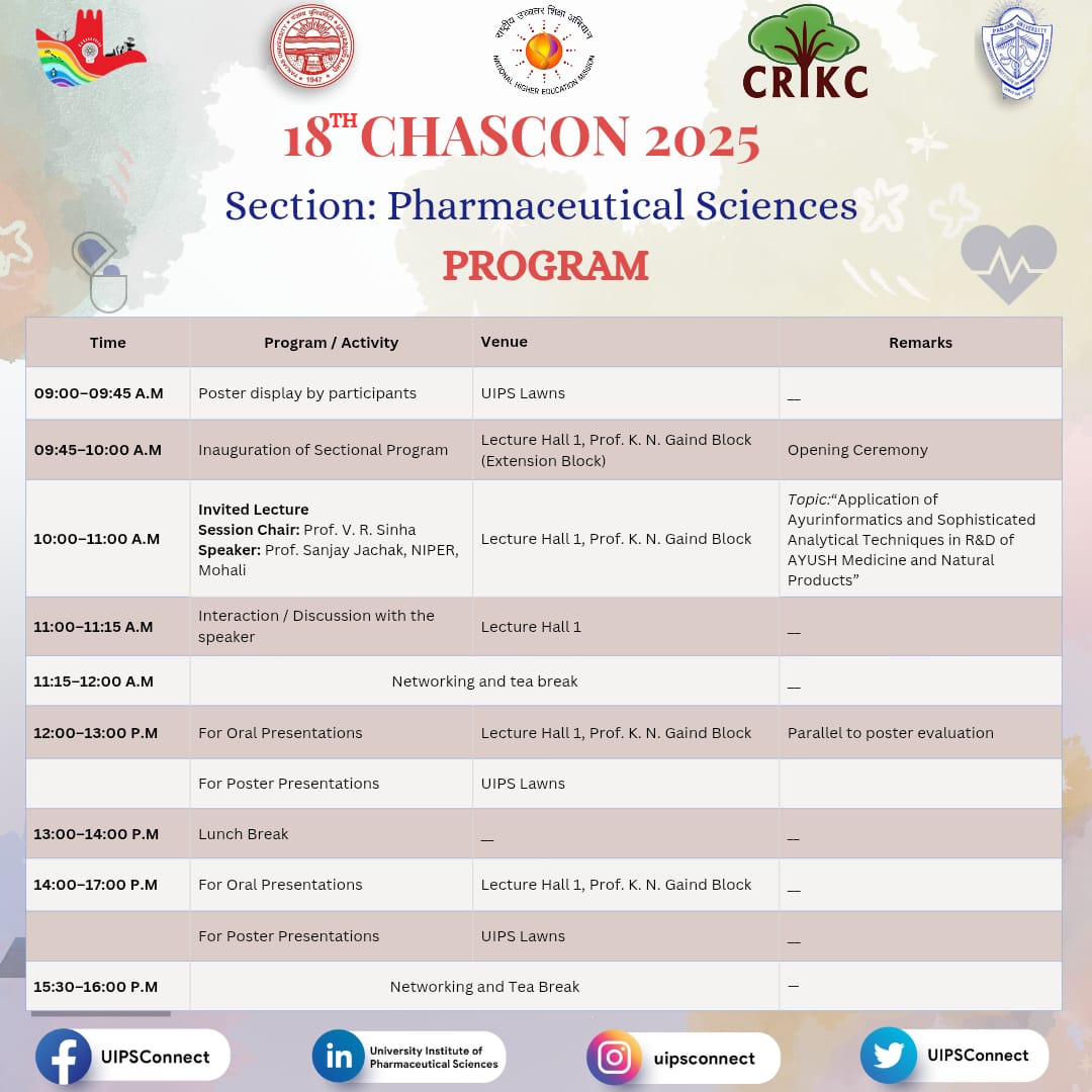 UIPSconnect's tweet image. #uips #panjabuniversitychandigarh
#chascon2025 #18thchascon #conference #welcome #crikc #research #development #insightfulsession #pharmaceuticalsciences
#science #technology
#healthcareforall