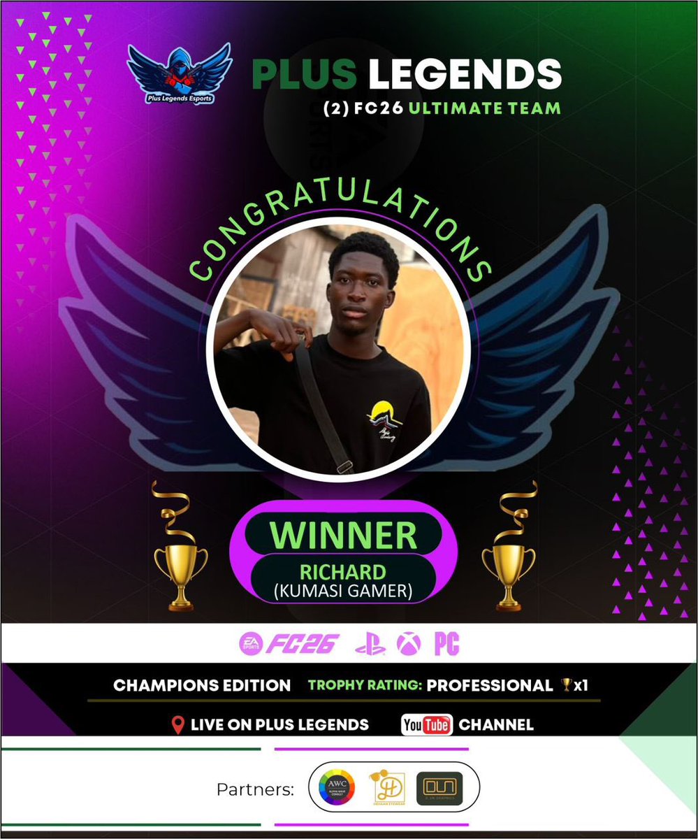 Congrats <a href="/Im_Ricc_As_Faqq/">Richard Nana Gyan Eshun</a> for winning the second edition of plus legends tourney beating <a href="/Ttv_Brym/">Brym</a> in his second consecutive final🔥