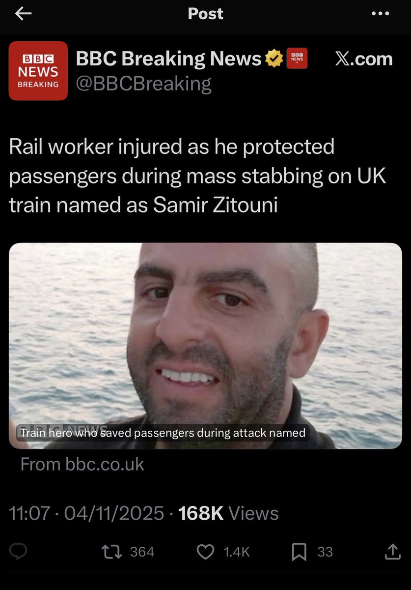 No, his name isn’t Tommy… 

And the racists trying to milk the train stabbing are already crying onto their gammon sandwiches.