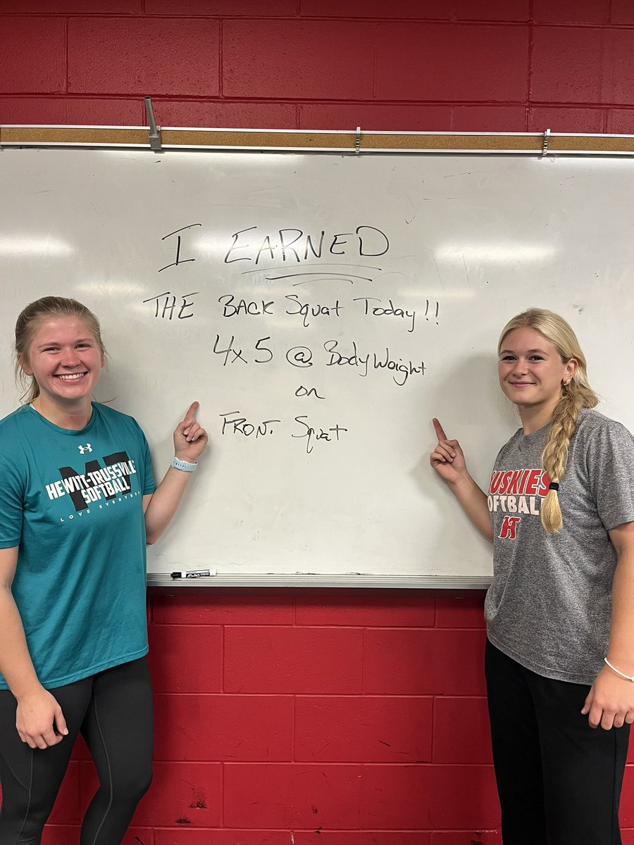 BrandonHerring0's tweet image. We had two @hewittsoftball ladies EARN the right to the back squat today! @TaylorMcL08 @KylieHendrick07
