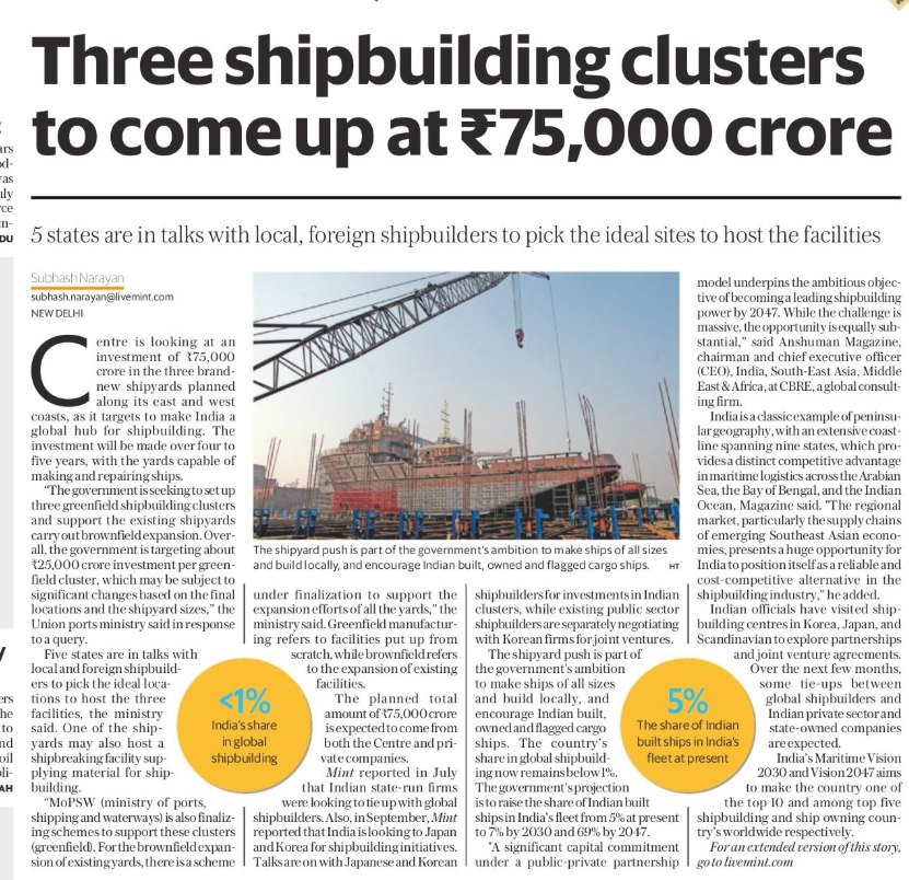 Ship Building Theme 🚢 

What Defence/Railway has done the last 3 years can be Repeated by Ship Building Theme in the next 3 years

An exclusive from the house of SMS™

Green shoots have started appearing now

Catch it at the young stage 😇

Repost if you are studying it 🙏