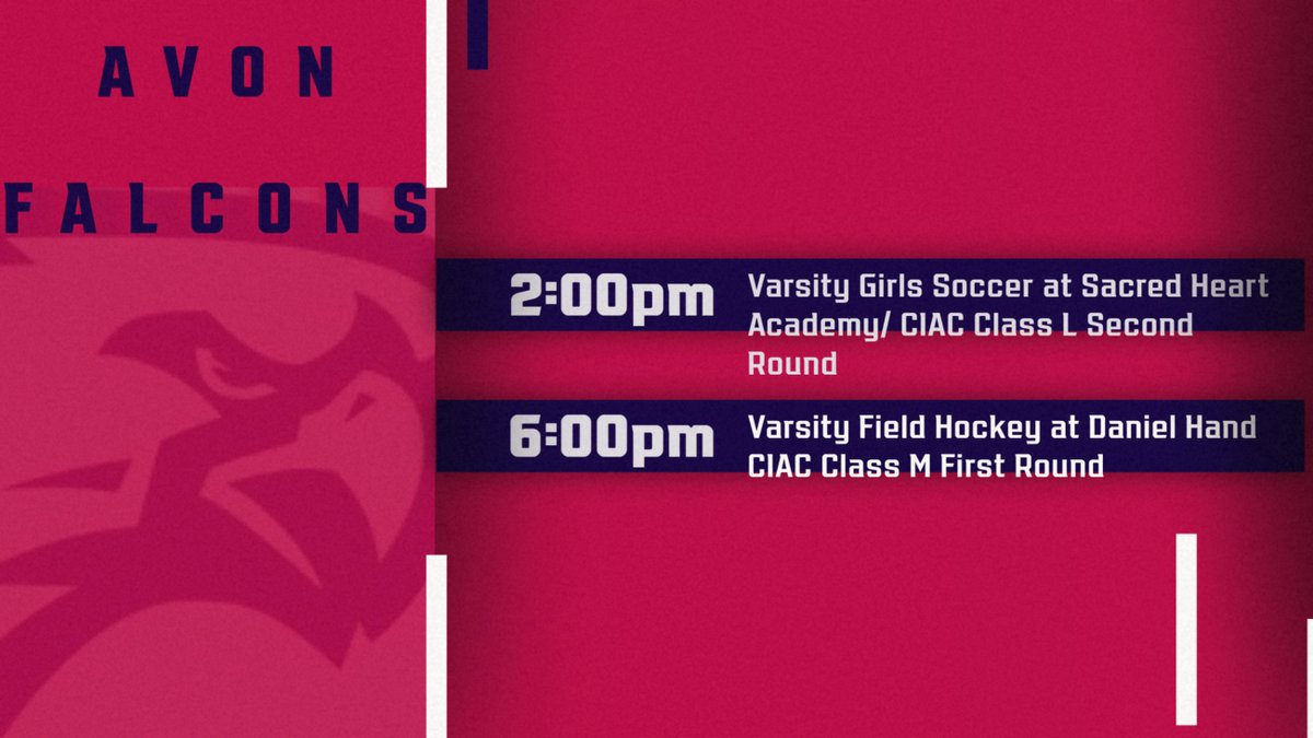 Good luck to our girls soccer and field hockey teams today in the CIAC state tournament. Go Falcons!