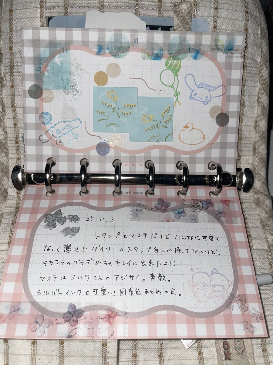 n_y_m_sos's tweet image. 手帳デビュー🔰
好きなところに好きなもの貼ったり押したり書いたりしてるだけだけど楽しい( ¨̮ )
 #withTinyBox