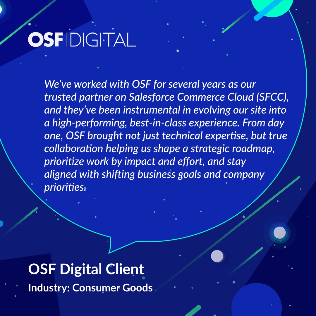 True partnership means growing together ⚡
 
For years, we’ve collaborated with a leading #ConsumerGoods brand to evolve their Salesforce Commerce Cloud experience into a high-performing, best-in-class platform.

See how we help brands succeed: osf.digital/customers/succ…