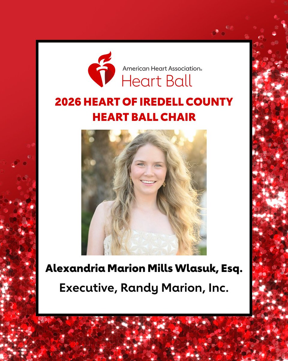 We are excited to announce that Alexandria M. Wlasuk, Esq. of <a href="/RandyMarionAuto/">Randy Marion Automotive</a>, will serve as our 2026 Heart of Iredell County Heart Ball Chair! Continuing her grandfather's legacy, Alexandria brings strong leadership, compassion, and dedication to her community. ❤️