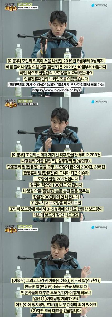 #조국혁신당
#정춘생의원
조민vs유담,한유진,심민경,김현조 기사 수 비교 =&gt;2,788vs96
 어제 매불쇼에서 이봉우 기자님의 분석에 의하면 
유승민의딸 유담,한동훈의딸 한유진,심우정의딸 심민경,나경원아들 김현조 관련보도가 조민의 3~5%밖에 안된다고 하네요. 불공정해도 너무 불공정한 거 아닌가요?