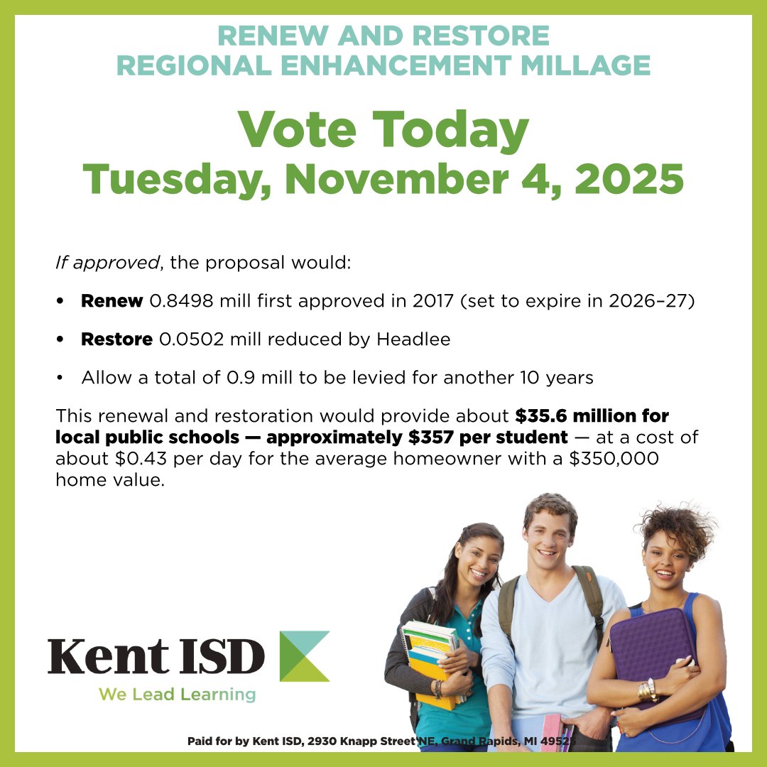 Today is Election Day–Don’t forget to Vote! 

To find your polling location, please visit michigan.gov/vote