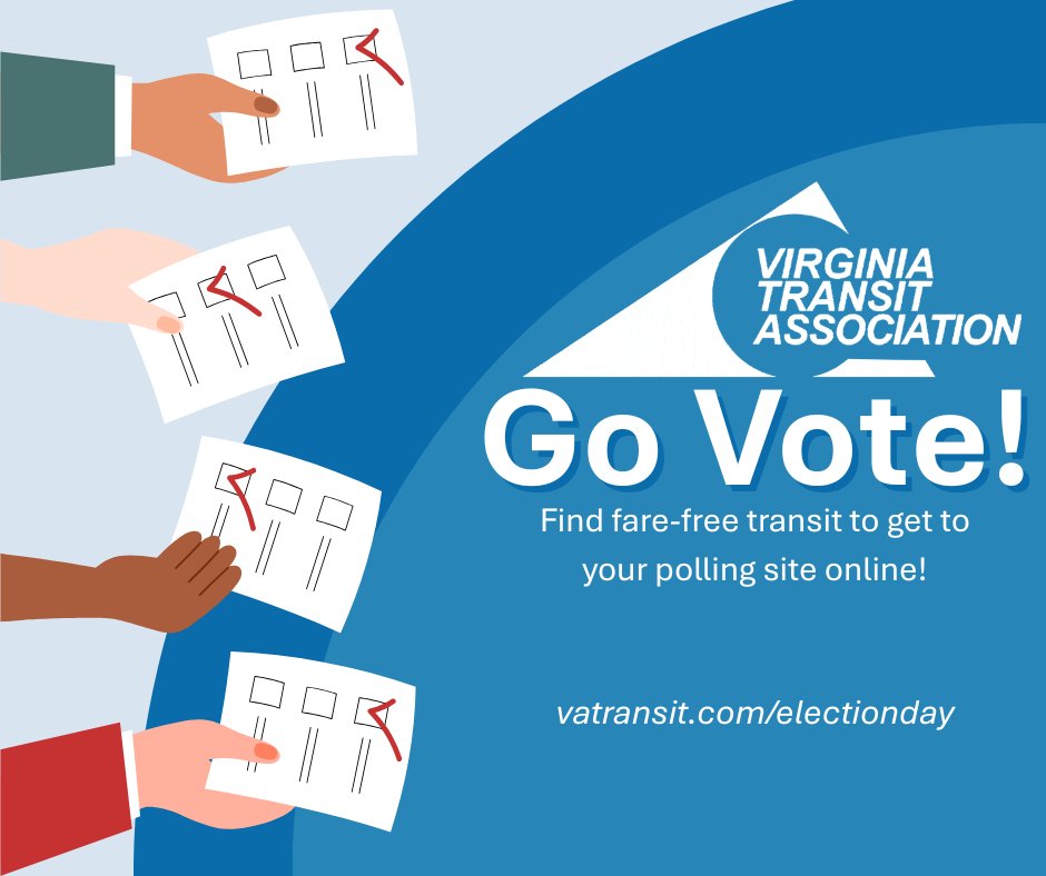 VaTransitAssoc's tweet image. Have you voted yet? If not, get out and #GoVote, today&apos;s your last day! Polls are open until 7pm. 

To help you out, we&apos;ve put together a list of fare-free #transit in VA to help you get to your polling site! 🚌 vatransit.com/electionday