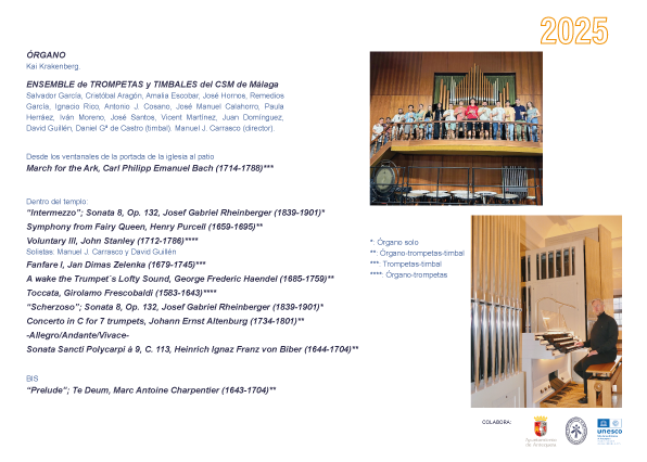 ✨ Así es la programación de Órgano &amp; Alia ✨
🎶 Un encuentro que une arte, emoción y vanguardia, en el corazón de una joya arquitectónica única.
📍 Lugar: Iglesia del Sagrado Corazón, Málaga
📅 Fecha: 19 de noviembre