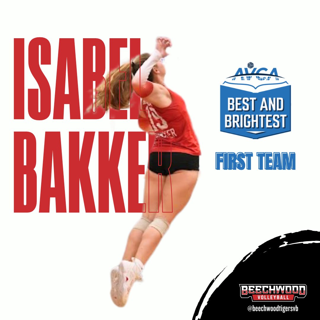 BeechwoodVB's tweet photo. Congratulations to senior 𝗜𝘀𝗮𝗯𝗲𝗹 𝗕𝗮𝗸𝗸𝗲𝗿 for being named to the 𝟮𝟬𝟮𝟱 𝗔𝗩𝗖𝗔 𝗕𝗲𝘀𝘁 𝗮𝗻𝗱 𝗕𝗿𝗶𝗴𝗵𝘁𝗲𝘀𝘁 𝗙𝗶𝗿𝘀𝘁 𝗧𝗲𝗮𝗺! 🌟
She is a leader both on the court and in the classroom! ❤️🐯
#BHSVolleyball #LetsGoTigers #BestAndBrightest https://t.co/Lqs1EisQl4