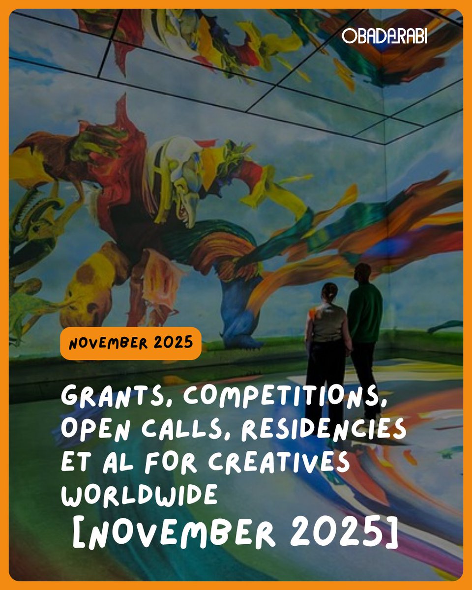 obadarabi's tweet photo. Your free Guide to the most important Art, design and creativity Opportunities this November!
Save this guide, share it with your fellow creatives, and follow @obadarabi for the latest on what Opportunities for creatives are available.
#OpenCall
#ArtGrant
#CreativeFunding https://t.co/mLMUM6wfT9