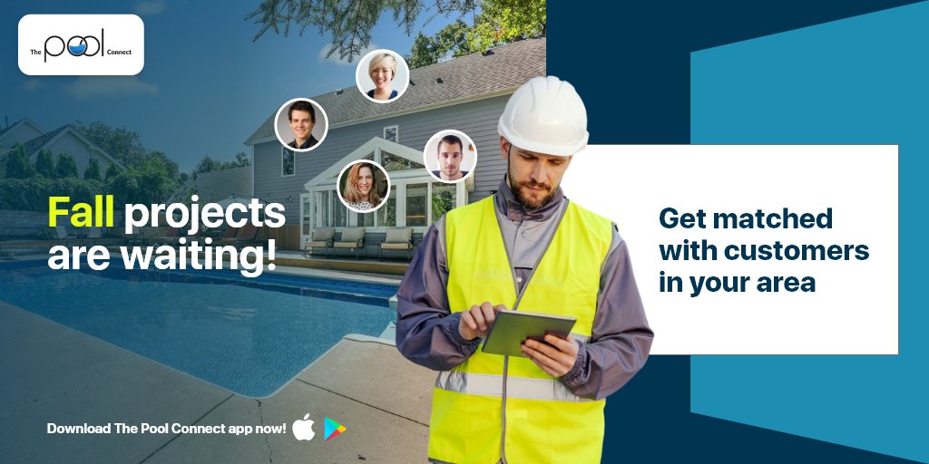 pool_connect's tweet image. Fall is the perfect time to take on new pool projects!
Connect with local customers and grow your business with The Pool Connect app.
📲 Download now and start matching!
App Store: apple.co/3CIAIP6
Play Store: bit.ly/3MMFe3u
#ThePoolConnect #PoolPros #PoolBuilder