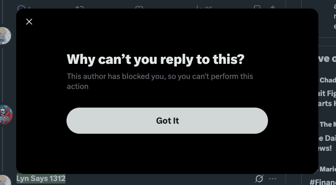 Gotta love when leftist cucks like <a href="/LynPosts1312/">Lyn Says 1312</a> spew their brain rot, then act like complete pussies and block you. Have no balls to stand on their beliefs. #GFY