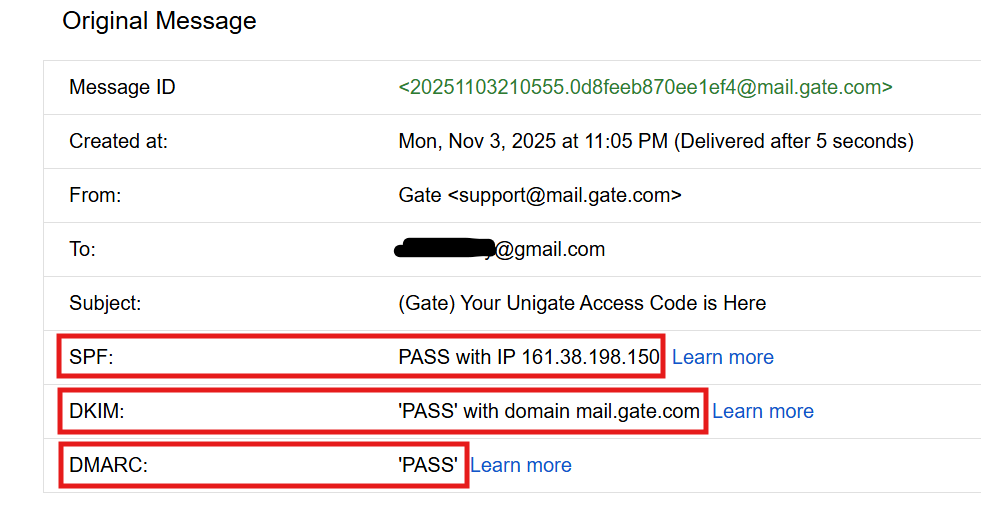 WebCraker's tweet photo. @Gate Checked the headers, the email is DKIM and SPF verified, sent from your legitimate domain.
That's not phishing. That's either a compromised mail system or internal misuse.
You owe users transparency, not denial. https://t.co/C12jioxR7O