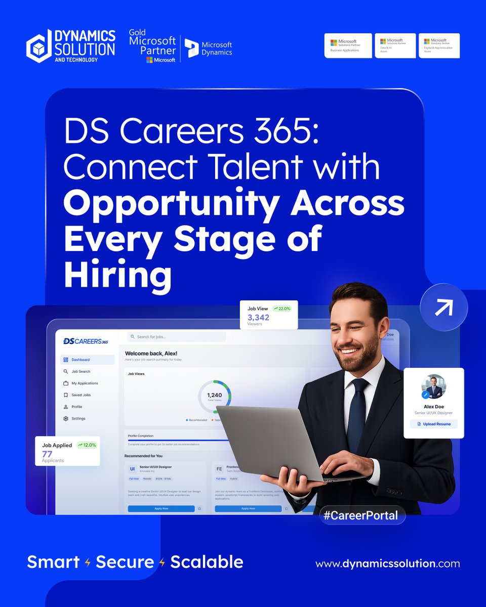 DynamxSolution's tweet photo. DS Careers 365 + DS Payroll 365 digitize the entire hiring journey, giving teams one smart space to connect, track, and onboard with ease.

📨 info@dynamicssolution.com
🌐 https://t.co/9pdrLG4RCG
📱 https://t.co/lQKviFWsVx

#DST #Microsoft #Dynamics365 #DSPayroll365 https://t.co/abX3vUrL8R