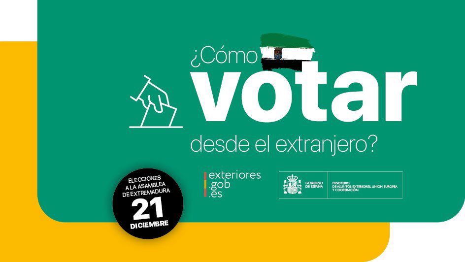 #VotoCERA: si eres español.a y resides en el extranjero con derecho a voto en las #EleccionesAutonomicas #Extremadura2025 del #21D, consulta tus datos en el censo. 
⚠️RECLAMACIONES: del 3 al 10/11.  

El sábado 8 y el domingo 9 permaneceremos abiertos de 10h-13h.

 #VotoExterior